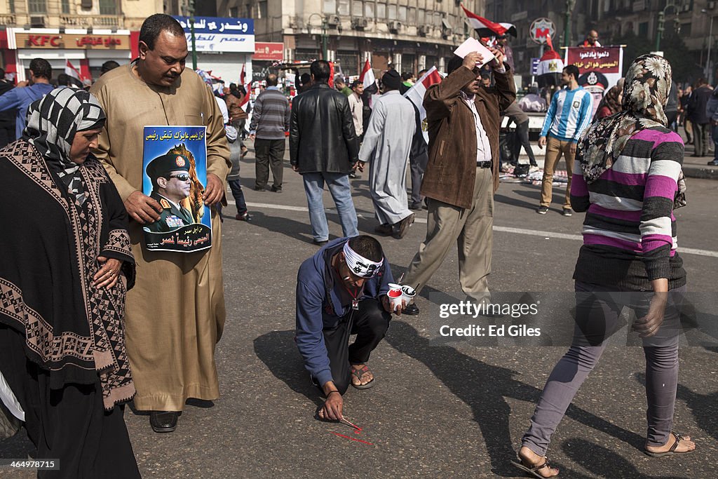 Egyptians Gather For Third Revolution Anniversary In Tahrir Square