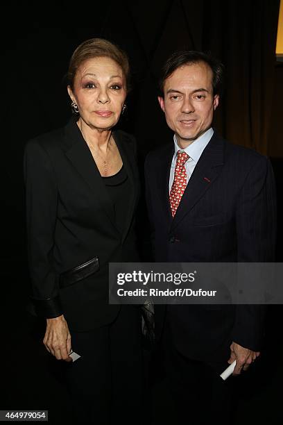 Farah Pahlavi and Stephane Ruffier Meray attend the "Talking to the Trees-Retour a la Vie" Paris screening at Cinema l'Arlequin on March 2, 2015 in...