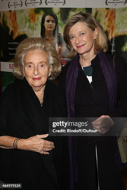 Bernadette Chirac and Isabelle Barnier attend the "Talking to the Trees-Retour a la Vie" Paris screening at Cinema l'Arlequin on March 2, 2015 in...