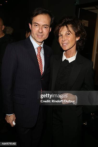 Stephane Ruffier Meray and Sylvie Rousseau attend the "Talking to the Trees-Retour a la Vie" Paris screening at Cinema l'Arlequin on March 2, 2015 in...