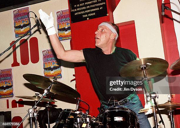 Dennis Thompson of the MC5 performs live on stage during the reunion show 'Sonic Revolution: A Celebration Of The MC5' at the 100 Club on March 13,...