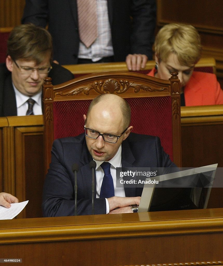 Ukrainian PM Yatsenyuk attends budget discussions in Kiev