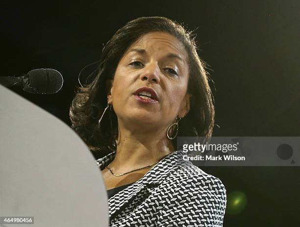 National Security Advisor Susan Rice speaks during the American Israel Public Affairs Committee 2015 Policy Conference, March 2, 2015 in Washington,...