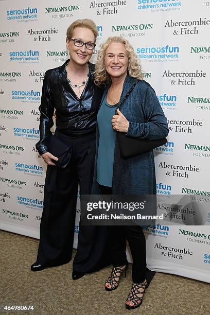 Actress Meryl Streep and singer Carole King attend SeriousFun Children's Network 2015 New York Gala: An Evening of SeriousFun Celebrating the Legacy...