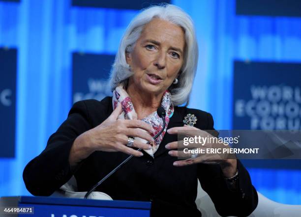 International Monetary Fund Managing Director Christine Lagarde speaks during a session at the World Economic Forum in Davos on January 25, 2014....