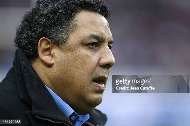 Serge Blanco attends the RBS Six Nations rugby match between France and Wales at Stade de France stadium on February 28, 2015 in Saint-Denis near...