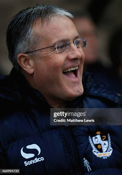 Micky Adams, manager of Port Vale looks on during the FA Cup fourth round match between Port Vale and Brighton Hove Albion at Vale Park on January...