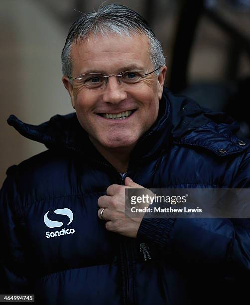 Micky Adams, manager of Port Vale looks on during the FA Cup fourth round match between Port Vale and Brighton Hove Albion at Vale Park on January...