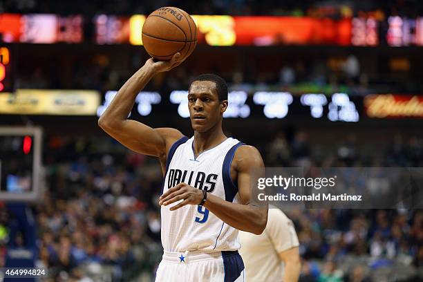 Rajon Rondo of the Dallas Mavericks at American Airlines Center on March 2, 2015 in Dallas, Texas. NOTE TO USER: User expressly acknowledges and...