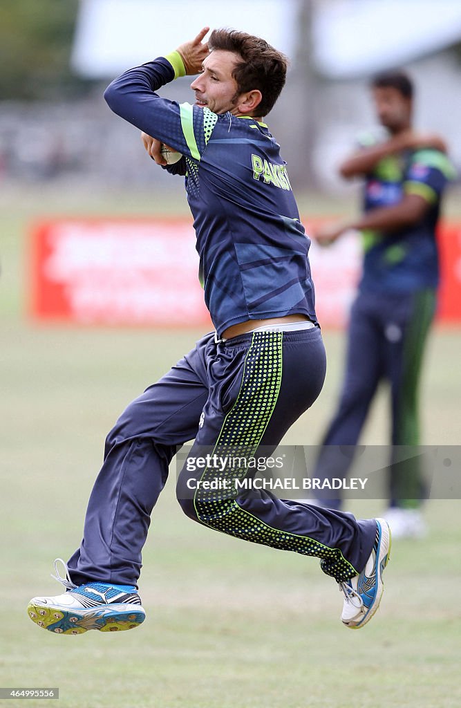 Pakistan s Yasir Shah Bowls During A Training Session Ahead Of Their pakistan-s-yasir-shah-bowls-during-a-training-session-ahead-of-their