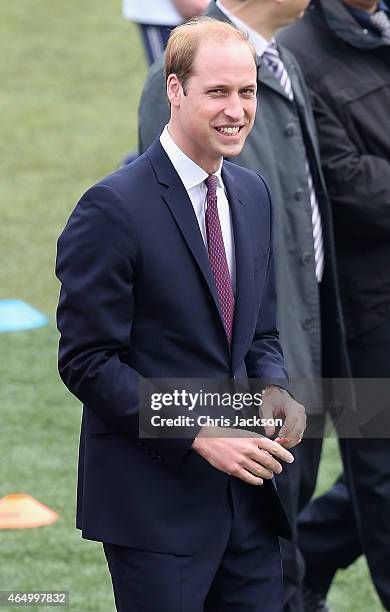 Prince William, Duke of Cambridge meets school children as he attends a Premier Skills Football Event on March 3, 2015 in Shanghai, China. Prince...