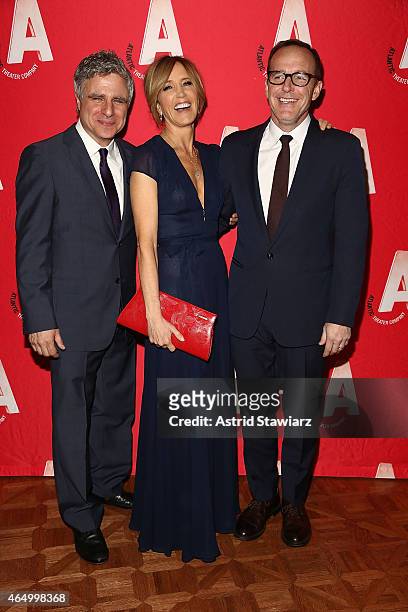 Neil Pepe, Felicity Huffman and Clark Gregg attend Atlantic Theater Company 30th Anniversary Gala at The Pierre Hotel on March 2, 2015 in New York...