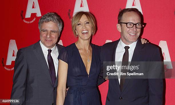 Actors Neil Pepe, Felicity Huffman and Clark Gregg attend the Atlantic Theater Company 30th Anniversary gala at The Pierre Hotel on March 2, 2015 in...