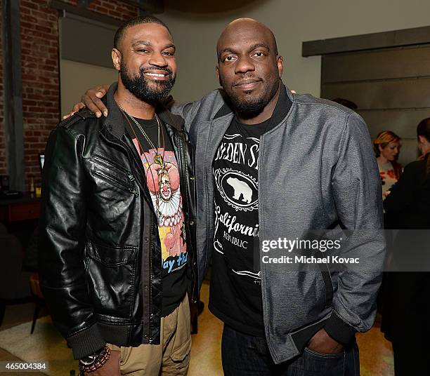 Actors Terry Gingles and Omar J. Dorsey attend the Nerdist + Xbox Live App Launch Party at Microsoft Lounge on March 2, 2015 in Venice, California.