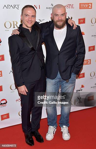 Jan Komasa and Lukasz Palkowski attend the 2015 Orly Awards on March 2, 2015 at Polski Theatre in Warsaw, Poland. The annual awards, which are the...
