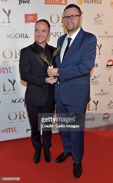 Jan Komasa and Jan Oldakowski attend the 2015 Orly Awards on March 2, 2015 at Polski Theatre in Warsaw, Poland. The annual awards, which are the...