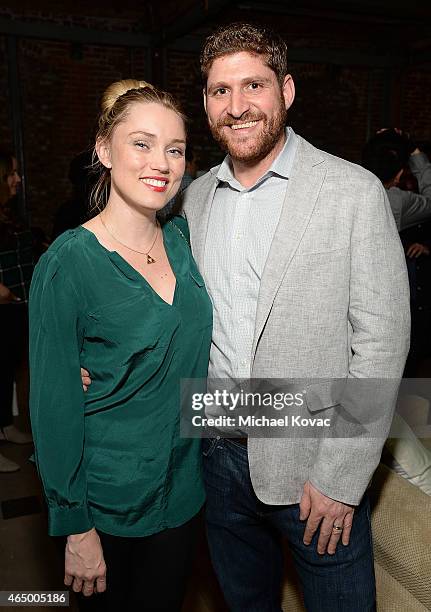 Actress Clare Grant and Nerdist's Seth Laderman attend the Nerdist + Xbox Live App Launch Party at Microsoft Lounge on March 2, 2015 in Venice,...