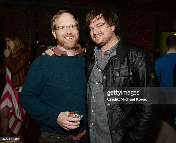 Nerdist School's Ptolemy Slocum and Derek Miller attend the Nerdist + Xbox Live App Launch Party at Microsoft Lounge on March 2, 2015 in Venice,...