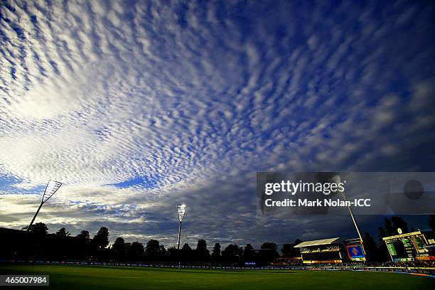 General view of the ground during the 2015 ICC Cricket World Cup match between South Africa and Ireland at Manuka Oval on March 3, 2015 in Canberra,...