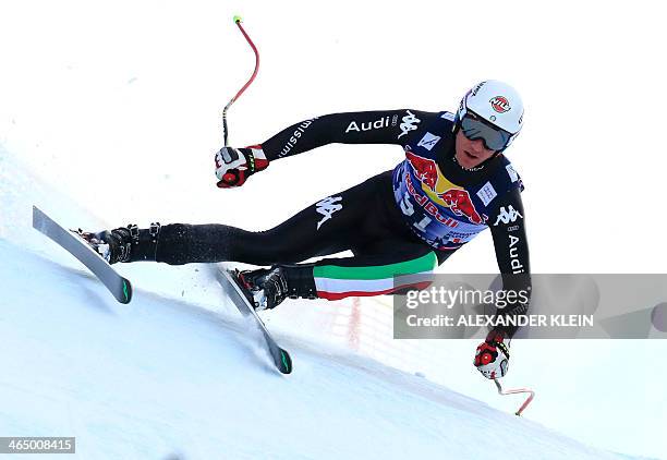 Italy's Siegmar Klotz competes during the FIS men's Alpine ski World Cup Downhill race in Kitzbuehel on January 25, 2014. AFP PHOTO / ALEXANDER KLEIN