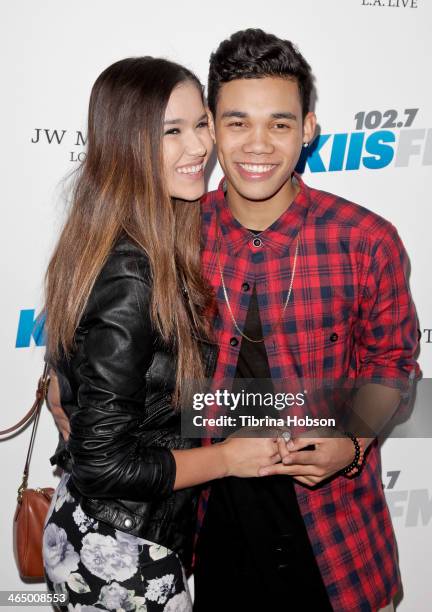 Roshon Fegan and Camia Marie attend the KIIS 102.7 and ALT 98.7 FM pre-Grammy party and lounge at JW Marriott Los Angeles at L.A. LIVE on January 24,...