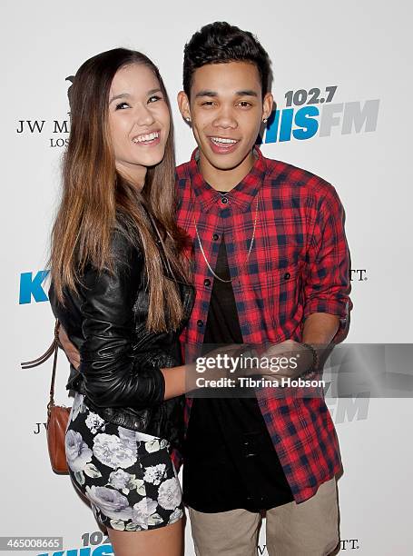 Roshon Fegan and Camia Marie attend the KIIS 102.7 and ALT 98.7 FM pre-Grammy party and lounge at JW Marriott Los Angeles at L.A. LIVE on January 24,...