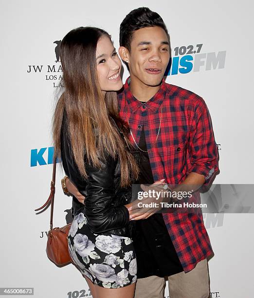 Roshon Fegan and Camia Marie attend the KIIS 102.7 and ALT 98.7 FM pre-Grammy party and lounge at JW Marriott Los Angeles at L.A. LIVE on January 24,...