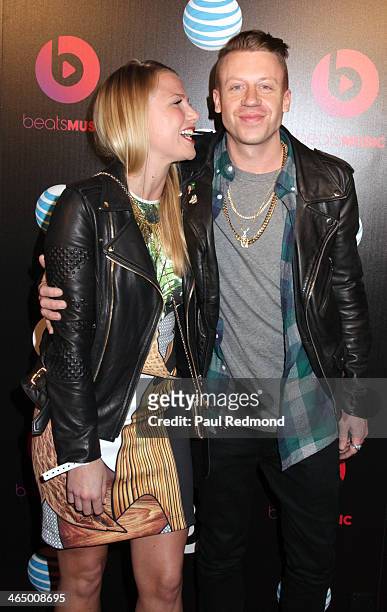 Tricia Davis and Macklemore at Beats by Dre Music Launch GRAMMY Party at Belasco Theatre on January 24, 2014 in Los Angeles, California.