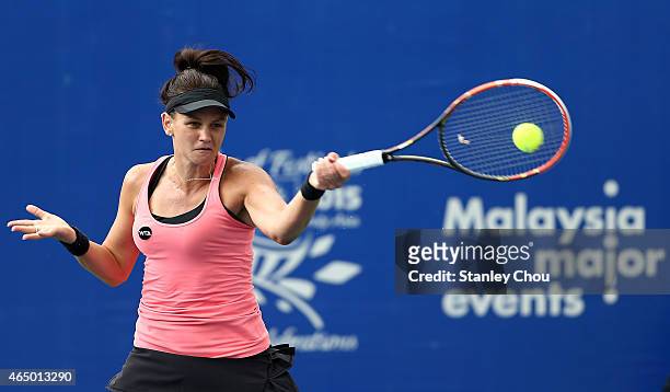 Casey Dellacqua of Australia in action during day two of the BMW Malaysian Open at the Royal Selangor Golf Club Tennis Centre Court on March 3, 2015...