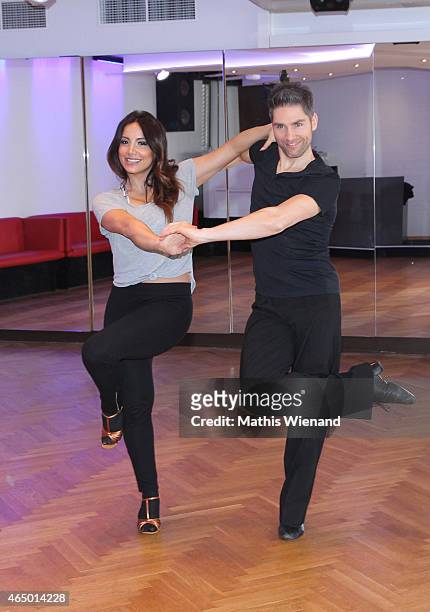 Enissa Amani and Christian Polanc pose at a photo call for the television competition 'Let's Dance' on March 3, 2015 in Cologne, Germany. On March...