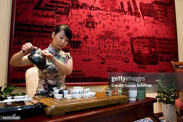 Created - JIANGSU PROVINCE, CHINA The tea ceremony in a tea house on September 3, 2009 in Jiangsu Province, China.