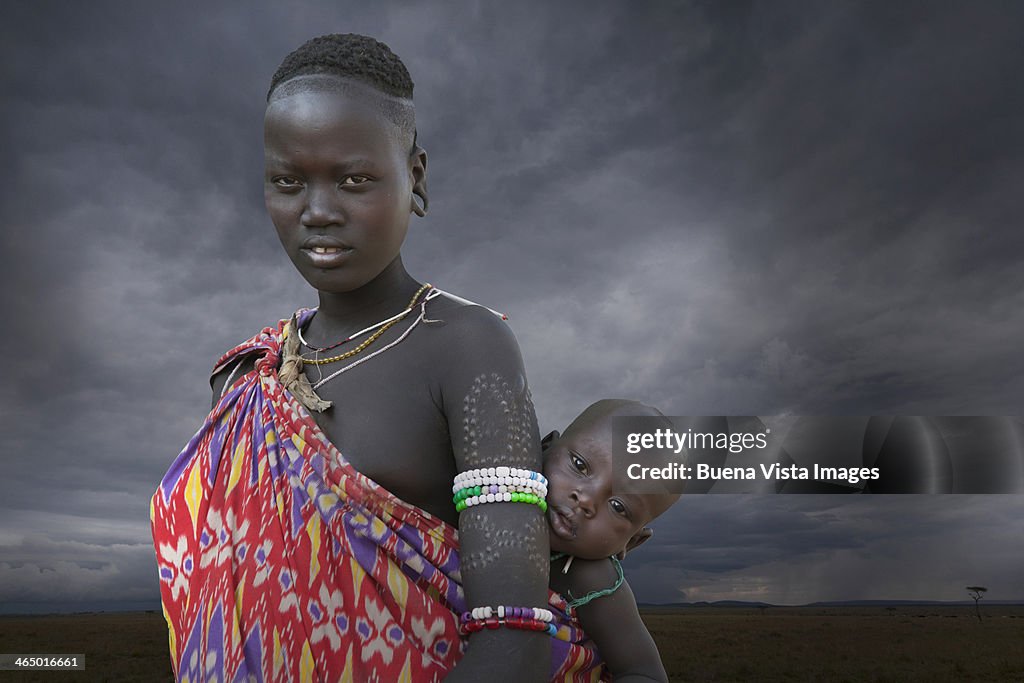 Karo tribe  woman with child