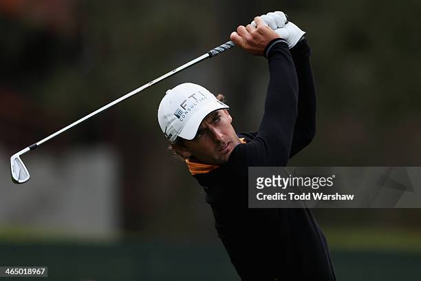 Charles Howell III hits a tee shot on the 11th hole during the third round of the Farmers Insurance Open on Torrey Pines South on January 25, 2014 in...