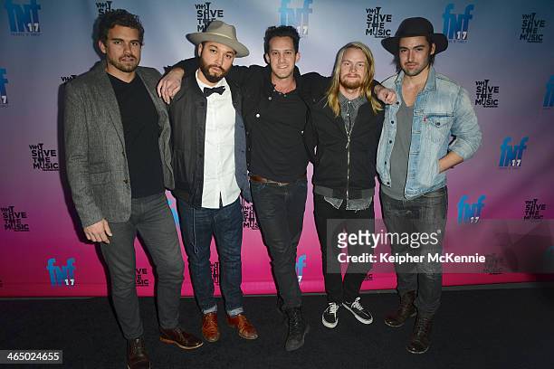 Recording group "Grizfolk" attend the Friends 'N' Family 17th Annual Pre-GRAMMY Party at Park Plaza Hotel on January 24, 2014 in Los Angeles,...
