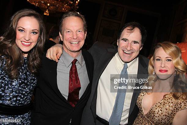 Laura Osnes, Bill Irwin, Richard Kind and Katie Finneran pose at The Roundabout Theatre Company's 2015 Spring Gala at the Grand Ballroom of The...