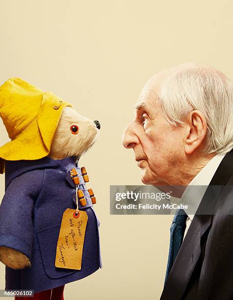 Writer and creator of celebrated children's book Paddington Bear, Michael Bond is photographed for Tatler magazine on October 23, 2013 in London,...