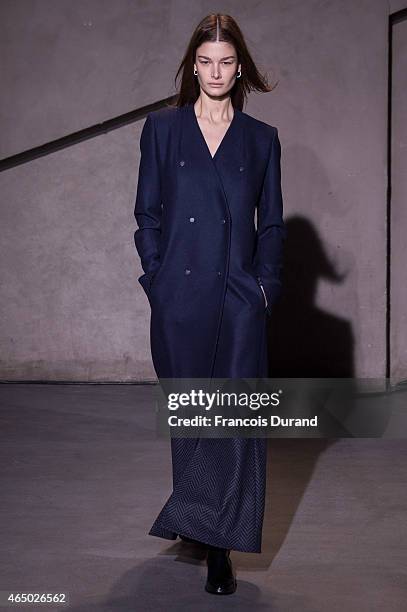 Model walks the runway during the Each X Other show as part of the Paris Fashion Week Womenswear Fall/Winter 2015/2016 on March 3, 2015 in Paris,...