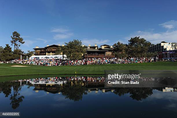 General view of the 18th green during the third round of the Farmers Insurance Open on Torrey Pines South on January 25, 2014 in La Jolla, California.
