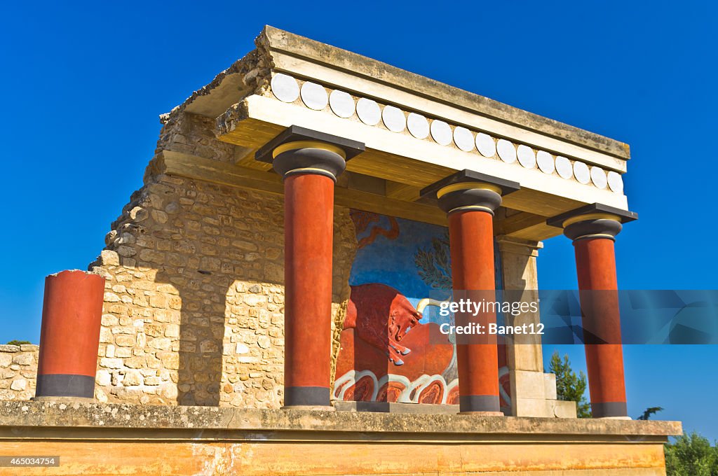 Details of Knossos palace near Heraklion, island of Crete