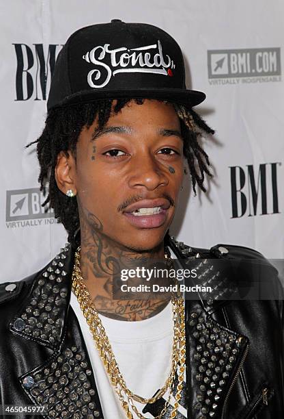 Musician Wiz Khalifa attends the BMI Presents Annual "How I Wrote That Song" Pre-Grammy Event at House of Blues Sunset Strip on January 25, 2014 in...