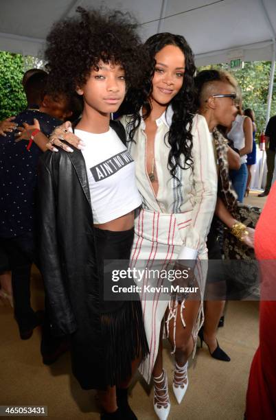 Willow Smith and Rihanna attend the Roc Nation Pre-GRAMMY Brunch presented by MAC Viva Glam at Private Residence on January 25, 2014 in Beverly...