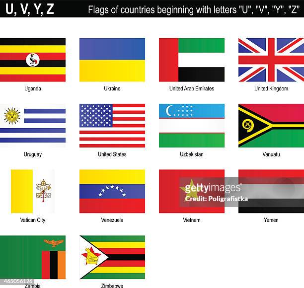flags of countries - "u", "v", "y", "z" - vanuatu flag stock illustrations