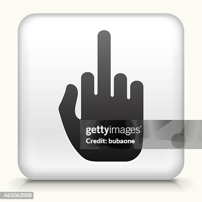 Square Button with Middle Finger Hand Square Button with Middle Finger Hand