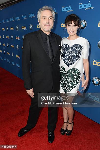 Director Alfonso Cuaron and Sheherazade Goldsmith attend the 66th Annual Directors Guild Of America Awards held at the Hyatt Regency Century Plaza on...