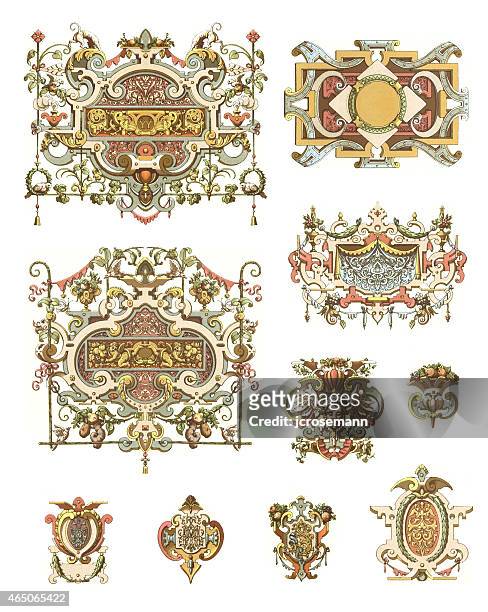 ilustraciones, imágenes clip art, dibujos animados e iconos de stock de ornamentos francia del siglo xvi - 16th century style