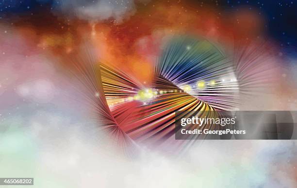cyberspace nebula technology background - streaming services stock illustrations