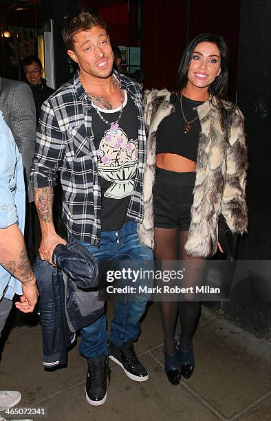 Duncan James and Jasmine Waltz leaving Balans restaurant on January 25, 2014 in London, England.