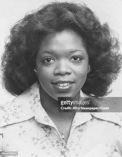 Portrait of Oprah Winfrey upon becoming co anchor of Eyewitness News on WJZ, with co host Jerry Turner, Baltimore, Maryland, June 26, 1978.