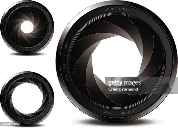 shutter apertures - lenses stock illustrations