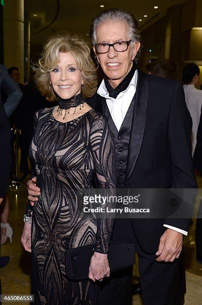 Actress Jane Fonda and producer Richard Perry attend the 56th annual GRAMMY Awards Pre-GRAMMY Gala and Salute to Industry Icons honoring Lucian...